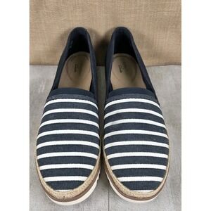 Collection by Clarks Serena Paige Navy Marine Canvas Slip-on Shoes Flats 9M